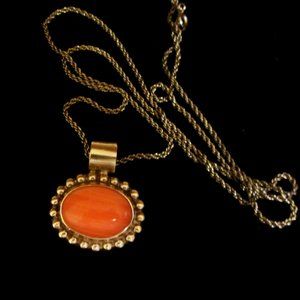Sterling Silver Coral Stone Necklace 925